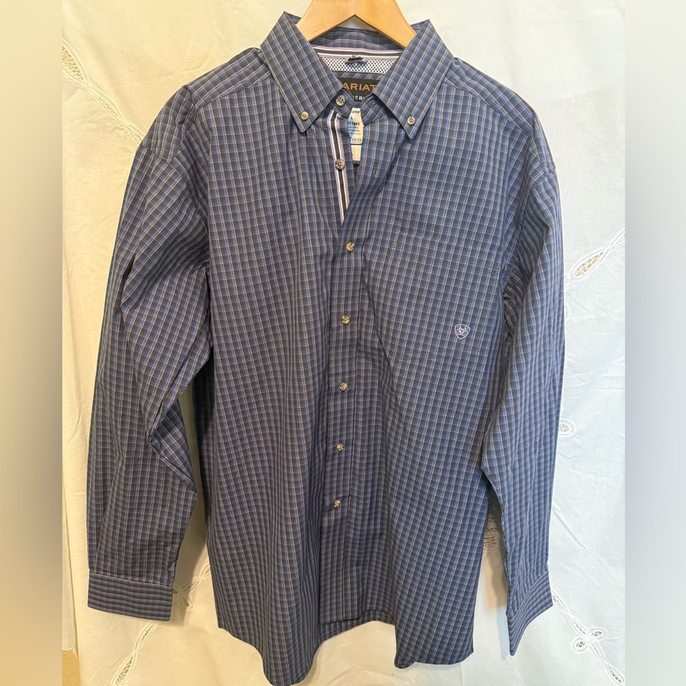 ARIAT western Blue Checkered Men's Shirt